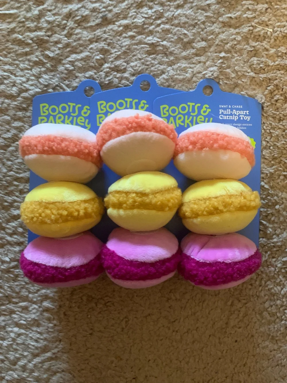 Boots & Barkley Plush Macaron Cat Toys - 3 packs
